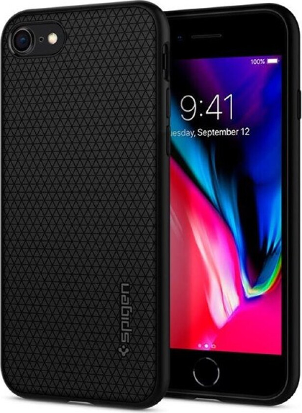SPIGEN Liquid Armor Deksel iPhone SE (2022/2020) / 8/7 - Svart