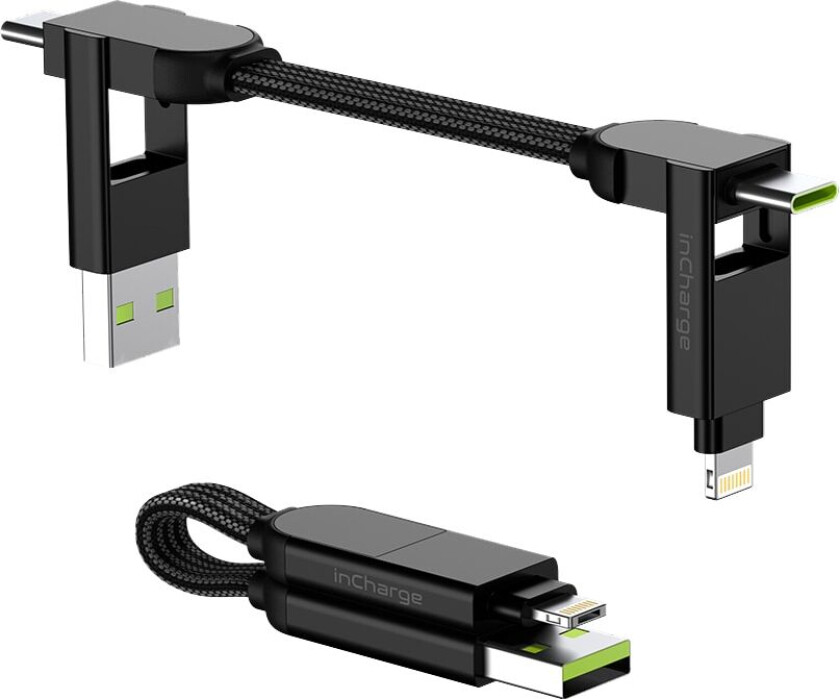 Bilde av Rolling Square inCharge X USB-A og USB-C-kabel For Micro USB / USB-C / Lightning 6-In-1 100W - Svart