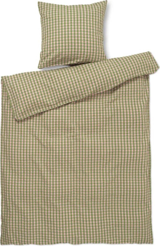 Bæk&Bølge; sengesett 140x220 cm Grønn-Lys rosa