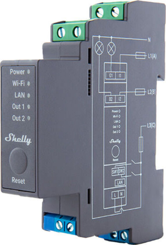 Shelly Pro 2 Din Wifi 2-ch 25a Grey