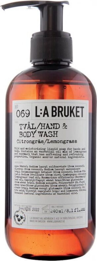 L:a Bruket 069 Hand & Body Wash Lemongrass (Størrelse: 240 ML)