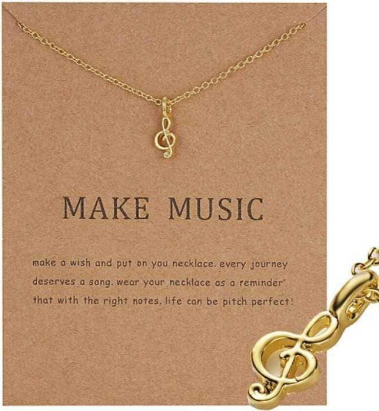 Lag musikk - G-nøkkelnote-kjede i 18K gullbelagt finish - en musikalsk gave for å heve stemningen