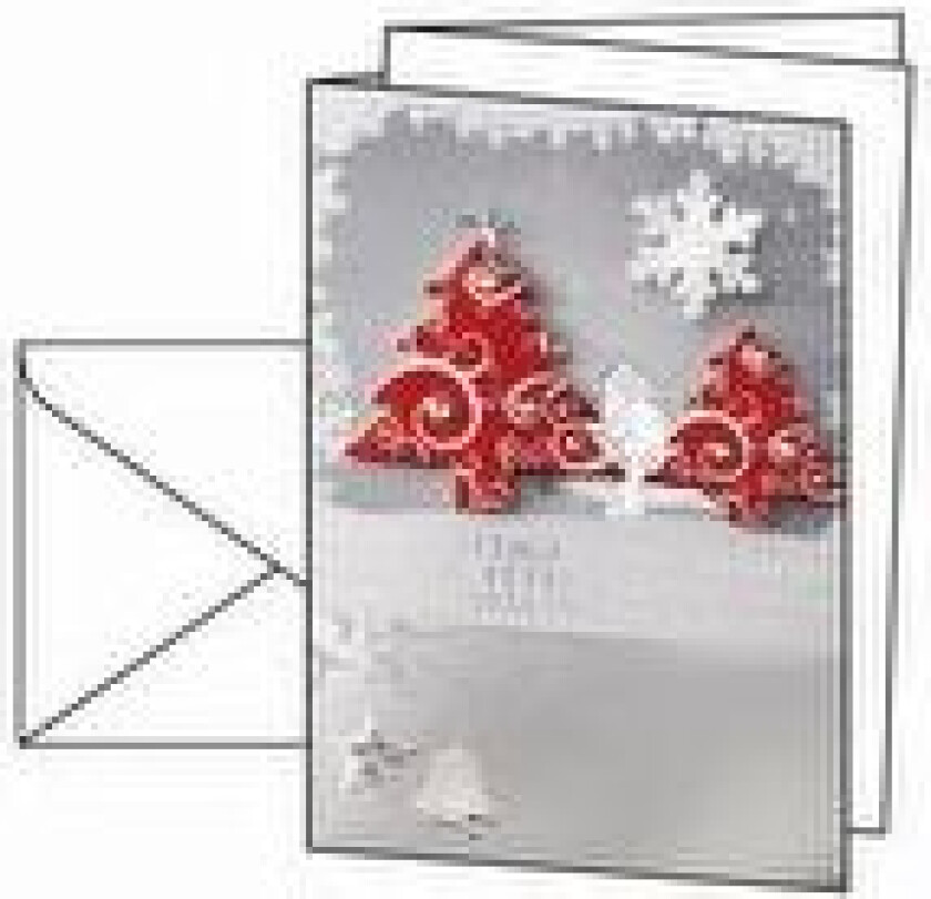 Christmas Card Three Trees - Blank - A6 (105 x 148 mm) - 250 g/m² - 10 kort gratulasjonskort+konvolutter