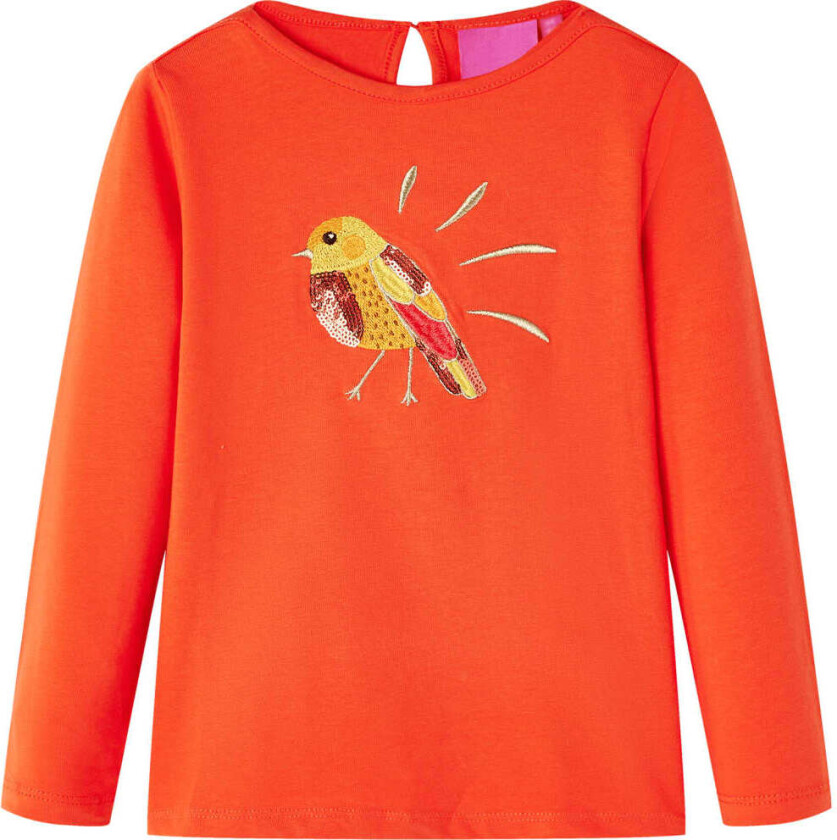 T-skjorte for barn med lange ermer mørkeoransje 140