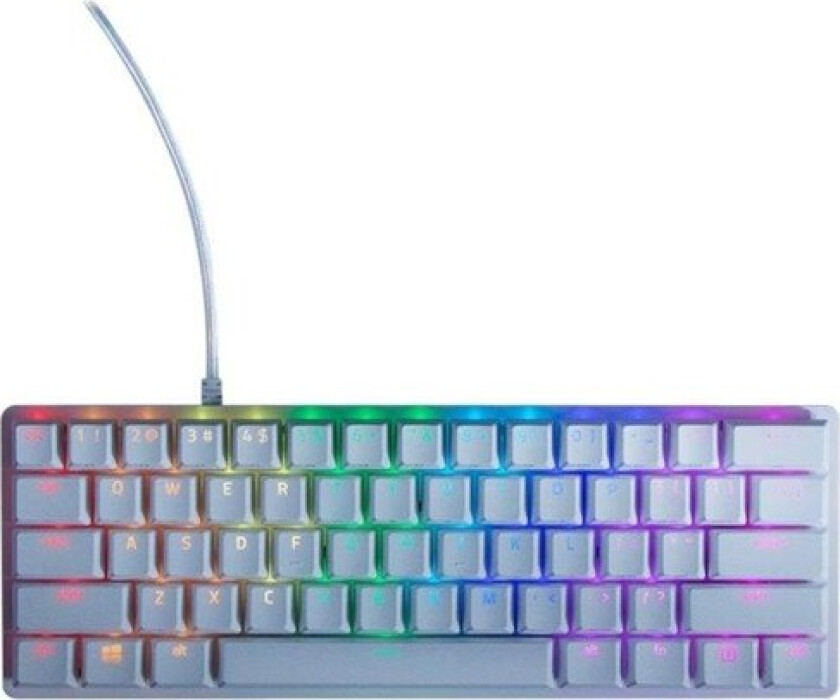 Huntsman Mini - Tastatur - bakgrunnsbelyst - USB - USA - tastsvitsj:  Clicky Optical Purple - kvikksølv