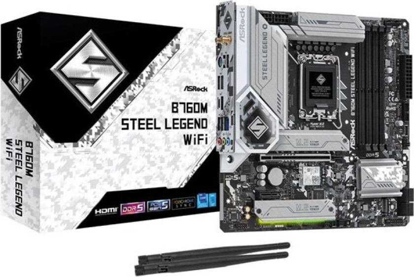 B760M STEEL LEGEND WIFI Hovedkort - Intel B760 - Intel LGA1700 socket - DDR5 RAM - Micro-ATX