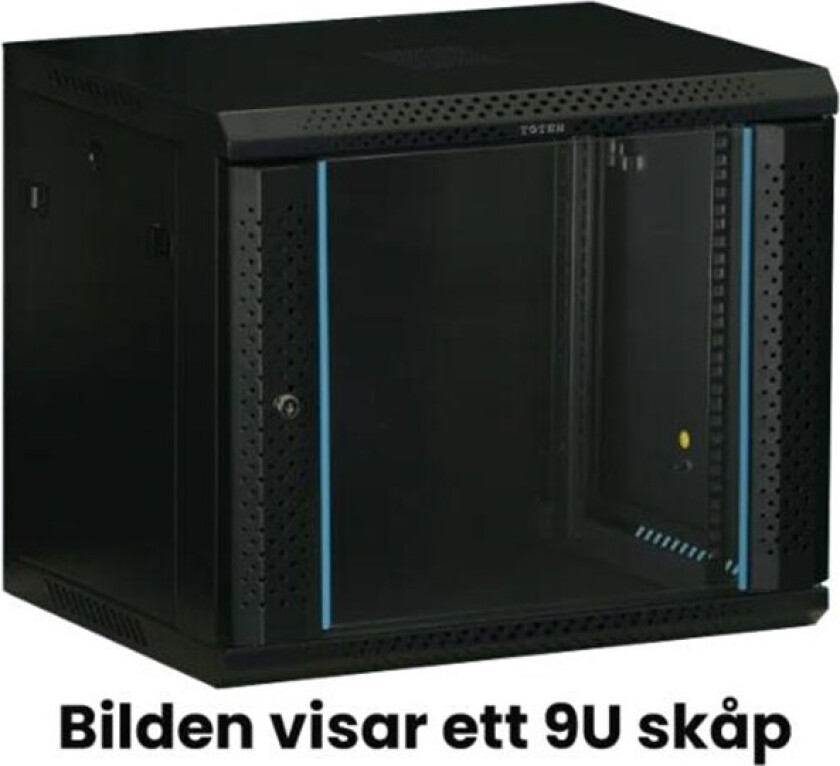 19? wall cabinet 6U 600 × 450 glass door black