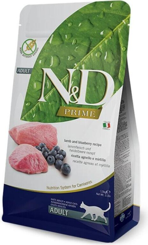 N&D Prime Lamb & Blueberry Adult Tørrfôr til katt 5 kg