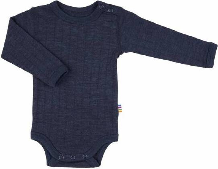 Langermet body i mørk blå ull-silke | Joha | Baby | Navy | størrelse 80 | 85% Ull og 15% Silke til