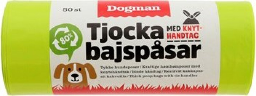 Hundepose med Håndtak Lime 50stk