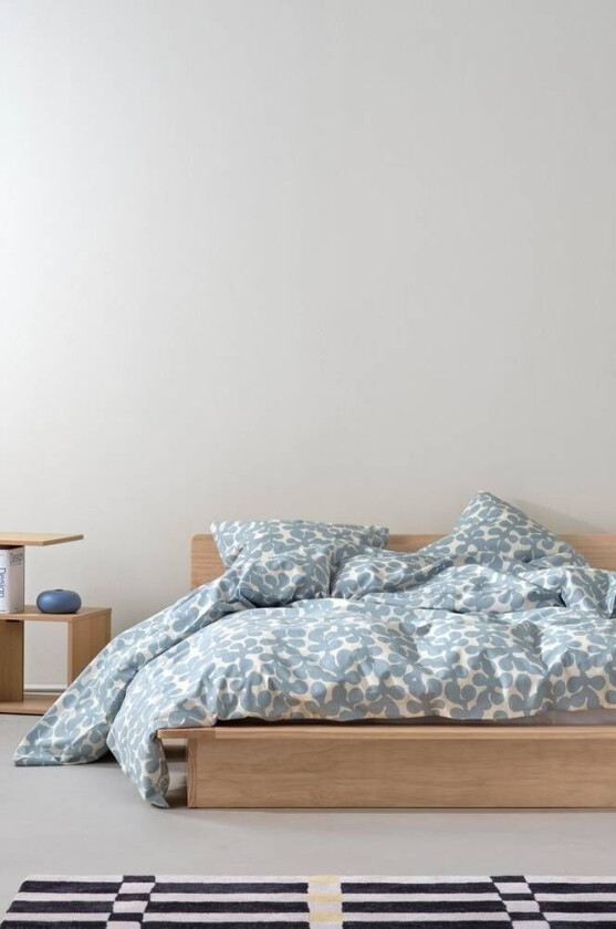 KNOTA sengesett dobbeltseng økologisk Hvit/blå