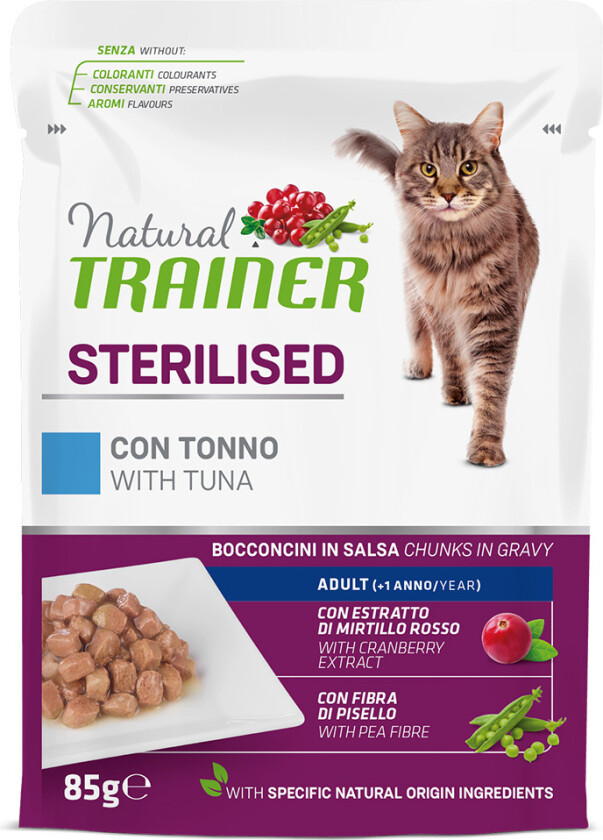 Natural Trainer Adult Sterilisert 24 x 85 g våtfôr for katter - med tunfisk