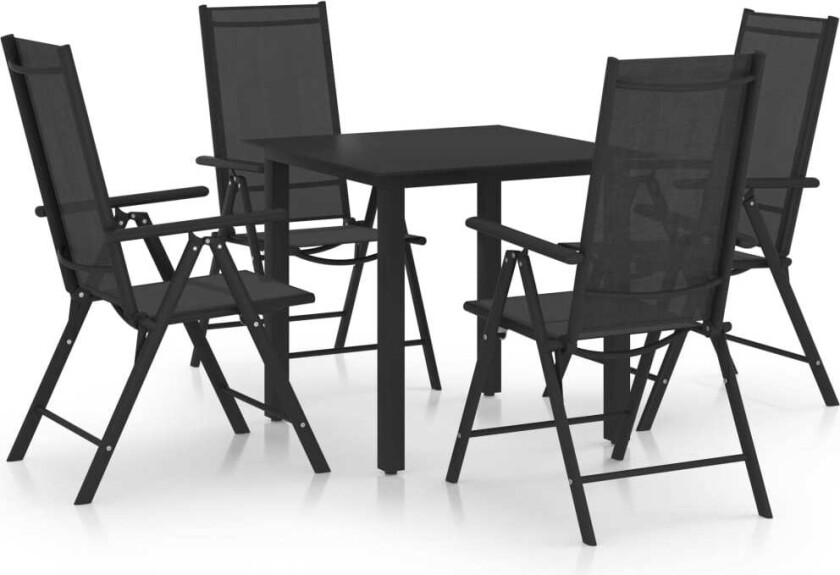 Utendørs spisestue 5 deler aluminium svart