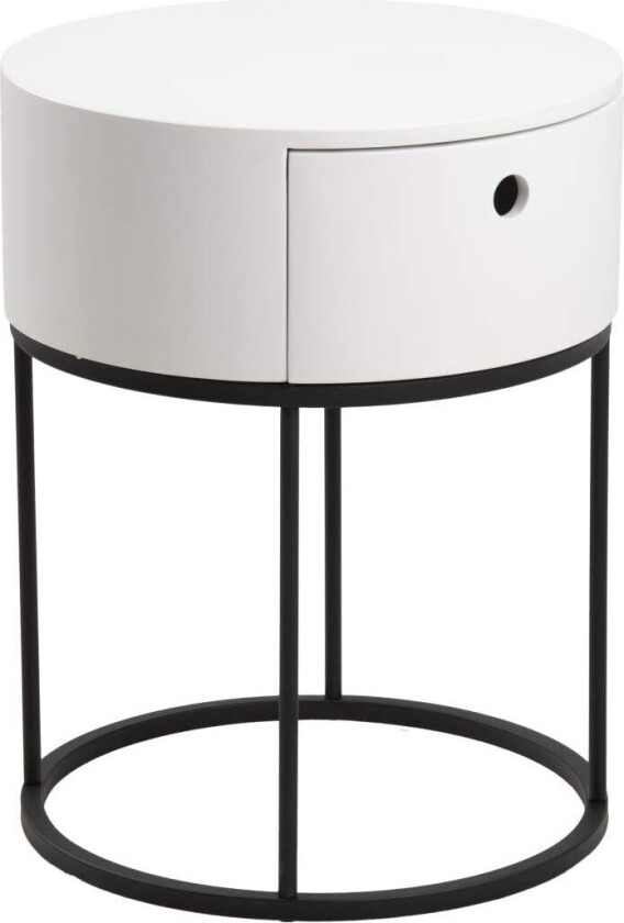 Bilde av Polo nattbord Ø40cm 1 skuff hvit.