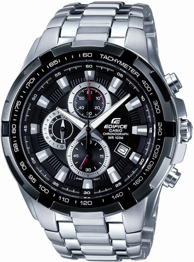 Edifice EF-539D-1AVEF - Kvarts - Sølv - Herreklokker - Rustfritt stål - ledd m/pin - Mineral