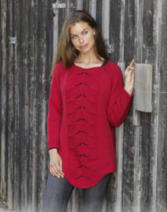 Red Tulip by DROPS Design - Genser Strikkeoppskrift str. S - XXXL - XXX-Large