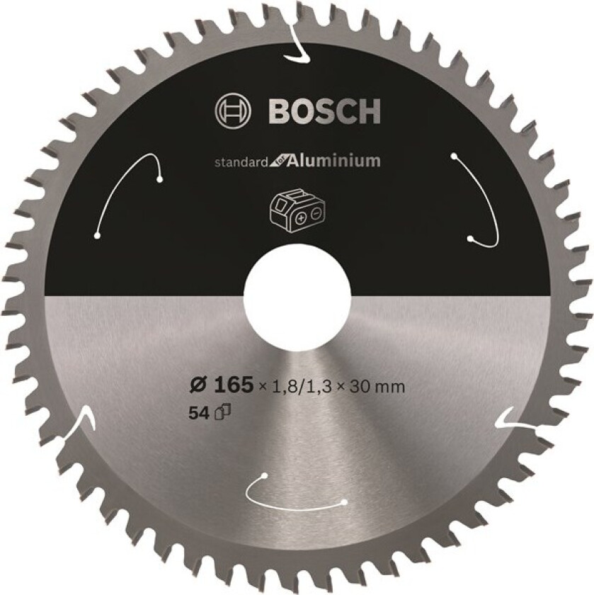 Standard for Aluminium-sirkelsagblad for batteridrevne sager 165x1,8/1,3x30 T54