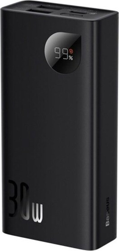 Adaman2 10000mAh 2xUSB USB-C 30W (black) Nødlader - Svart - 10000 mAh