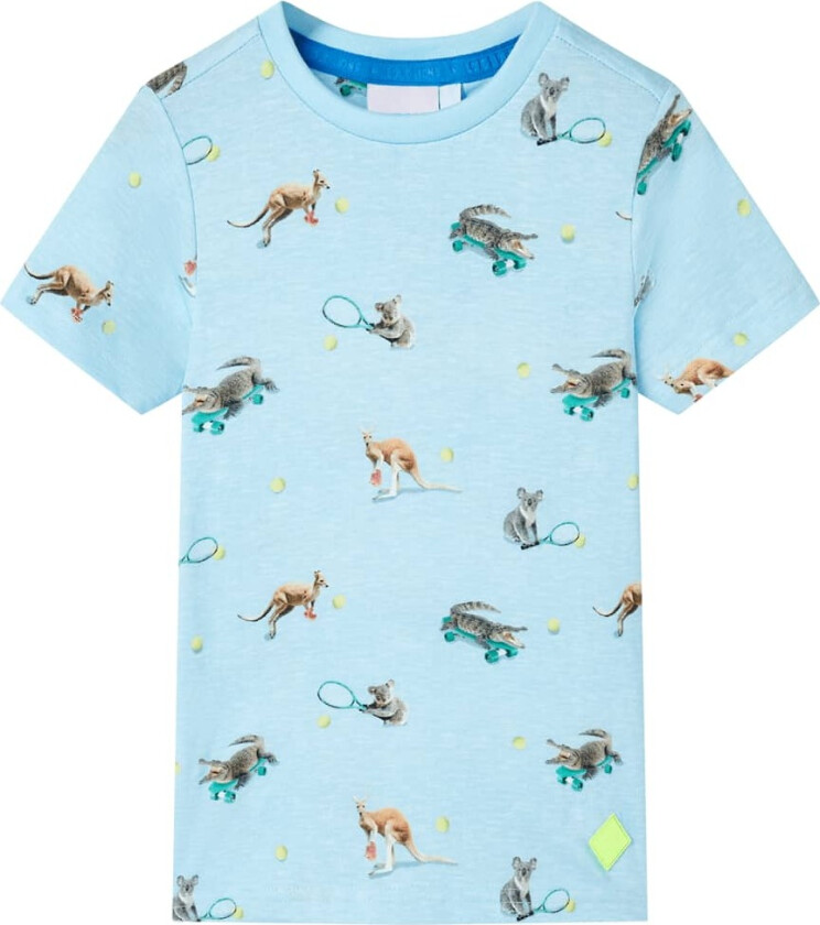 T-skjorte for barn myk blå melert 116