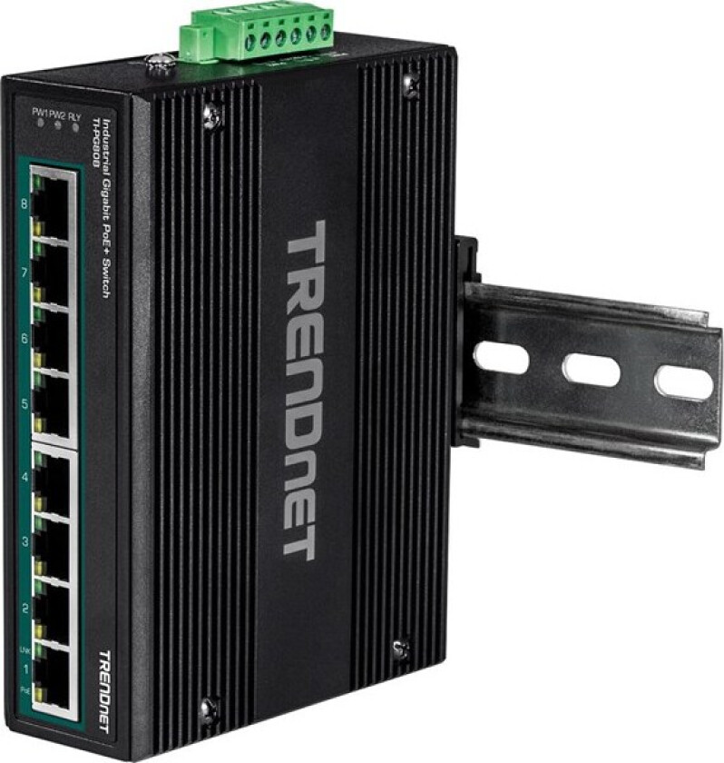 TI-PG80B 8-Port Industrial Gigabit PoE+ DIN-Rail Switch (24 - 56V)