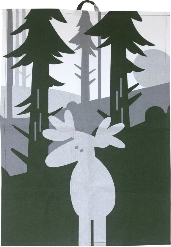 Elg kjøkkenhåndkle 50x70 cm Grønn-sølv-hvit