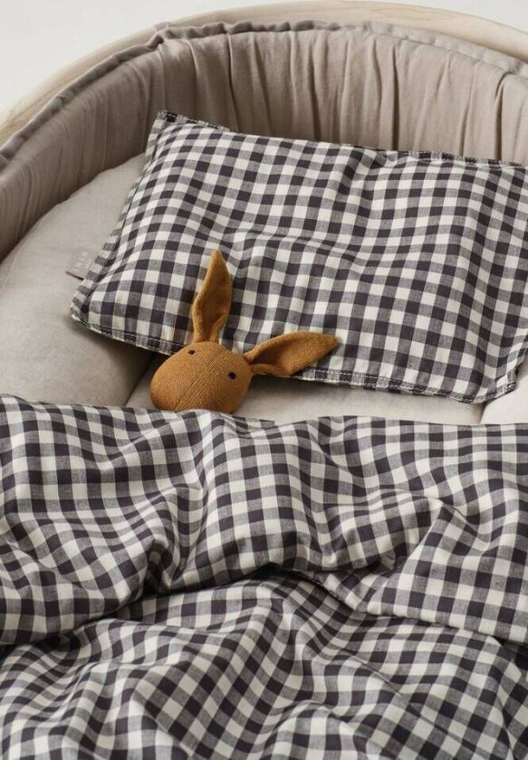 VERMONT BABY sengesett vogn/vugge - økologisk Svart/hvit rutet