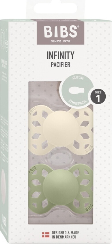 Pacifier Infinity Symmetrical Silicone Ivory/Sage  Size 1 2p