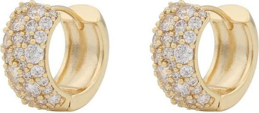 Snö Of Sweden Copenhagen Wide Ring Earrings Gold/Clear 18,5mm