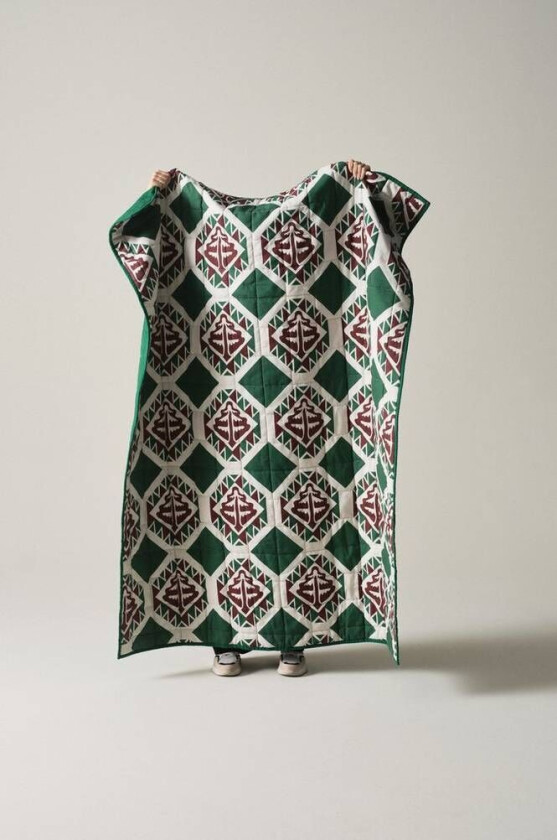 VERY MERRY pledd Bialy/zielony