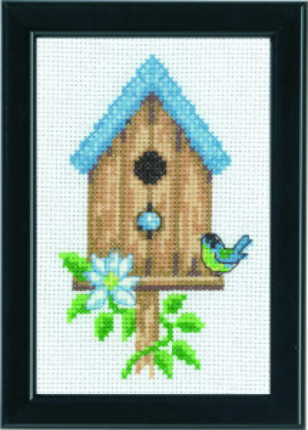 Broderikit Fuglekasser Beige 9x14cm