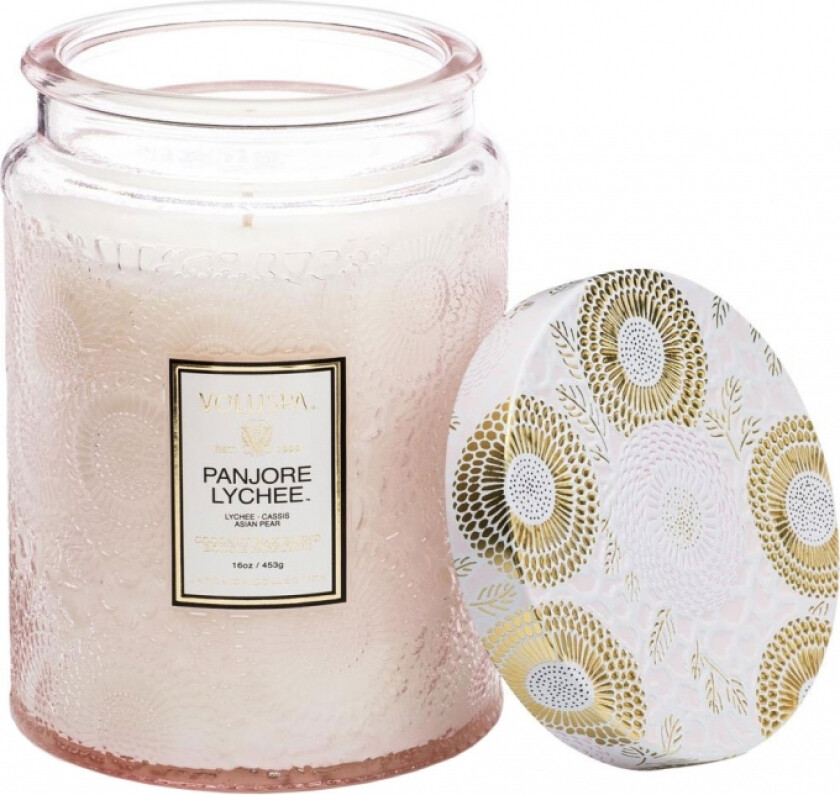 Large Glass Jar Candle Panjore Lychee 100h