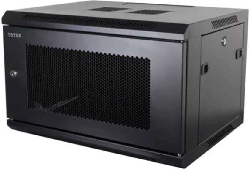TOTEN 19" wall cabinet, 6U, 600x450, perforated door, black