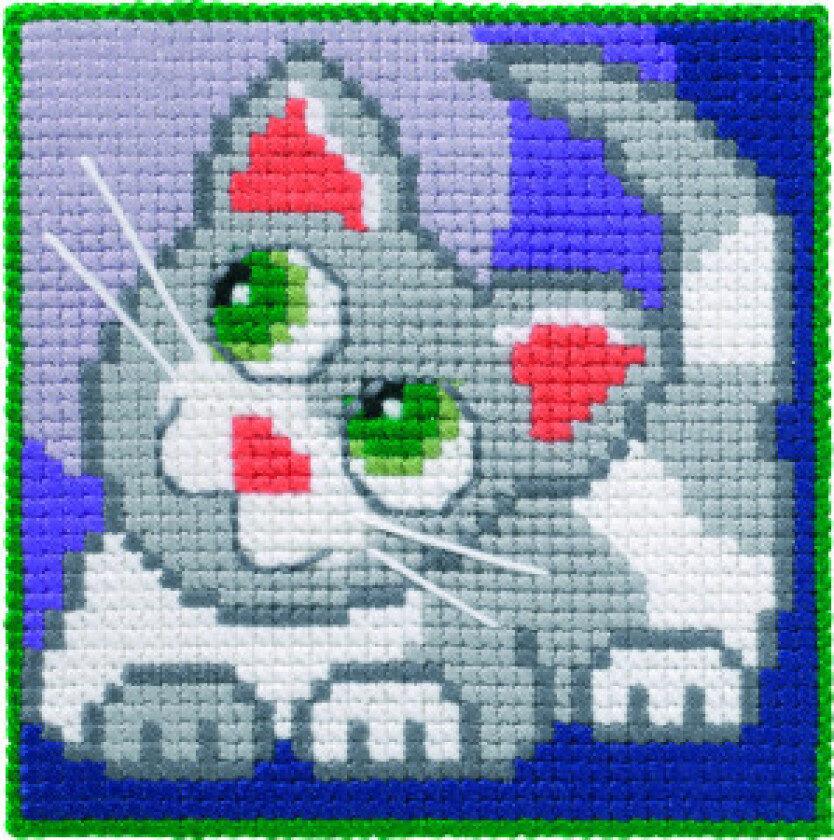 Broderikit Barnestråkatt 25x25cm