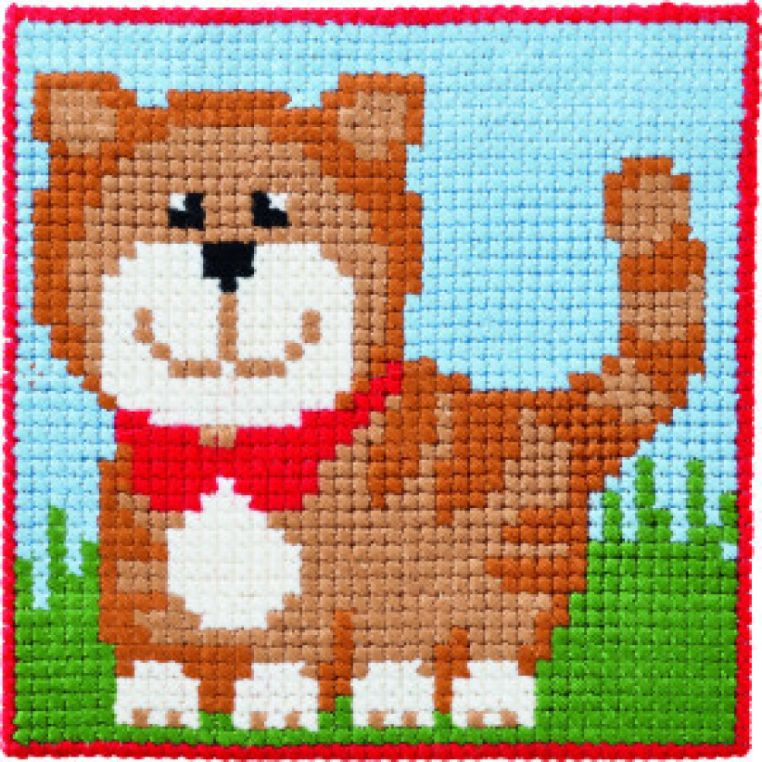 Broderikit Barnestråkatt 25x25cm