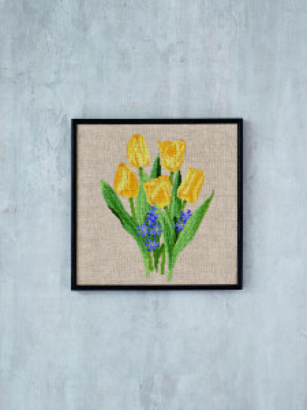 Broderikit Gule tulipaner R5796 30x30cm