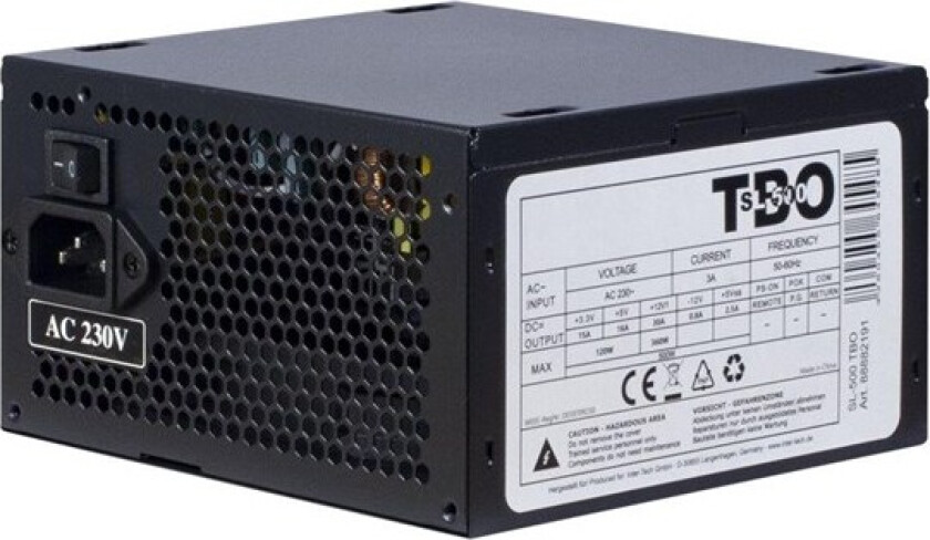 Argus SL-500 TBO Strømforsyning (PSU) - 500 Watt - 120 mm - 80 Plus