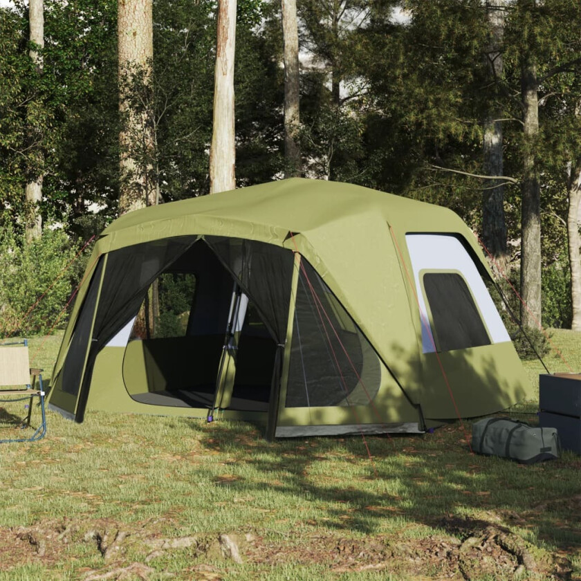 Campingtelt for 10 personer grønn 443x437x229 cm