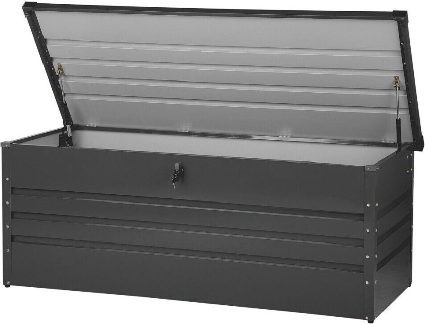 Utendørs oppbevaringsboks Grå Galvanisert stål 600 L Industriell stil Moderne Putekasse Hage Terrasse