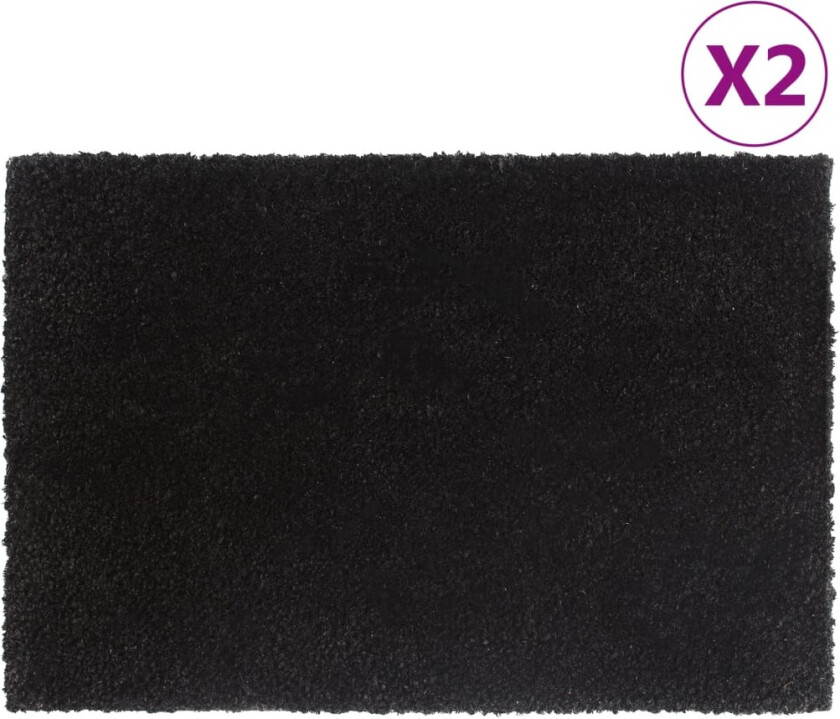Dørmatter 2 stk svart 40x60 cm tuftet kokosfiber