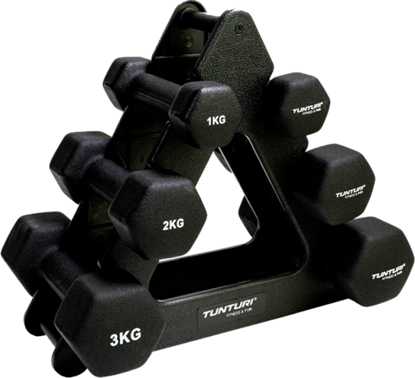 Neopren dumbbell stand w. dumbbells