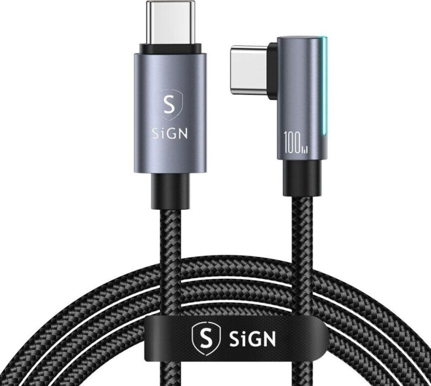 SiGN USB-C til USB-C Kabel 2m, 100W - Svart
