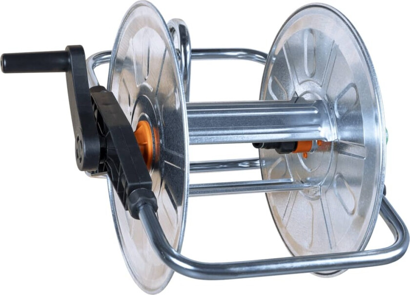 Slangetrommel vegghengt for 50m 1/2" eller 35m 3/4" slange stål