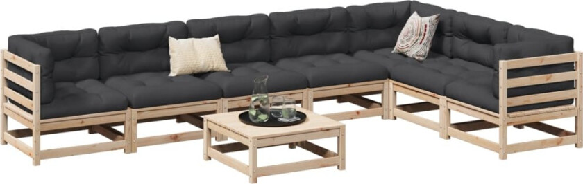 Hagesofasett 8 deler heltre furu