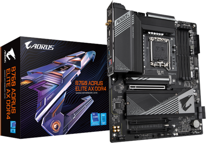 B760 AORUS ELITE AX DDR4 Hovedkort - Intel B760 - Intel LGA1700 socket - DDR4 RAM - ATX