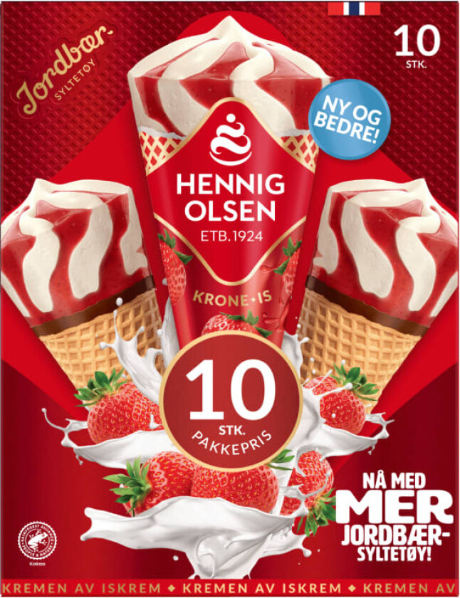 Krone-Is Jordbær 10stk