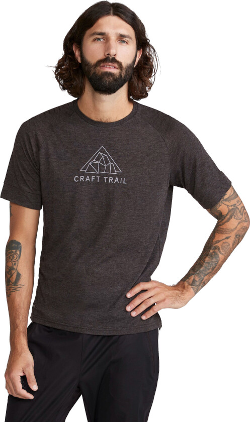 Adv Trail Wool Ss Tee Herre Black Melange XL