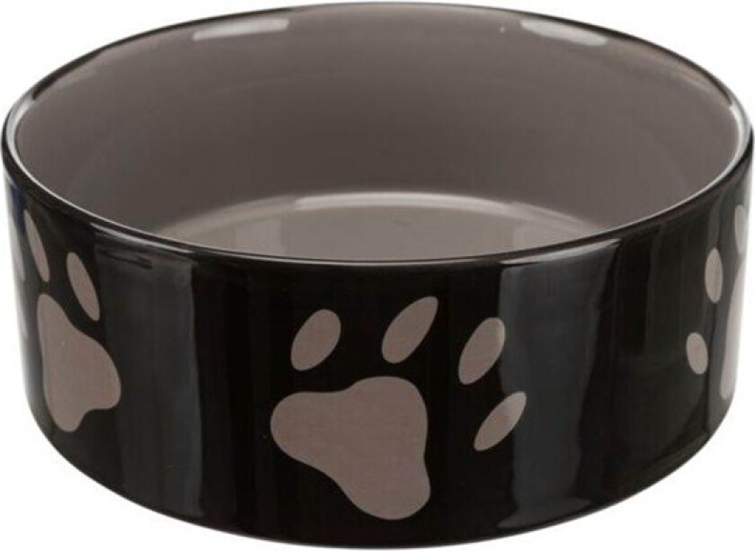 Trixe Hundematskål Svart med pote (1.4 l / 20 cm)