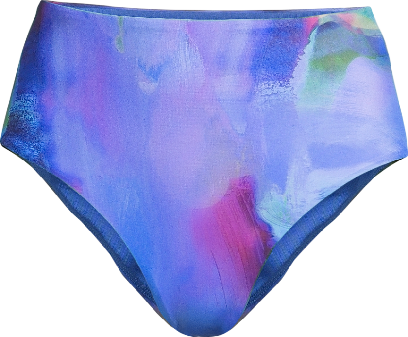 Women's High Waist Printed Bikini Bottom Blue Nostalgia 40, Blue Nostalgia