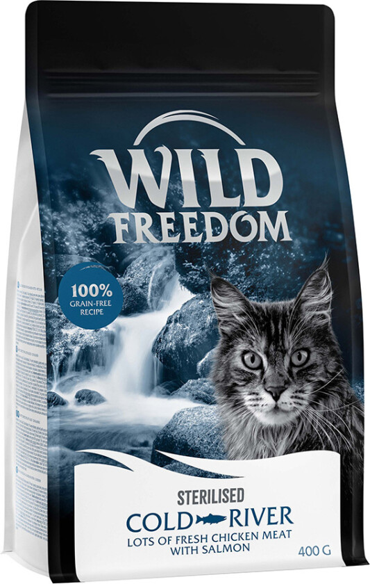 2 + 1 gratis! 3 x 400 g Wild Freedom tørrfôr - Cold River Sterilised - Laks