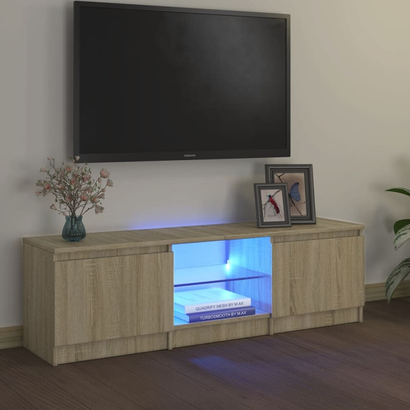 TV-benk med LED-lys sonoma eik 120x30x35,5 cm